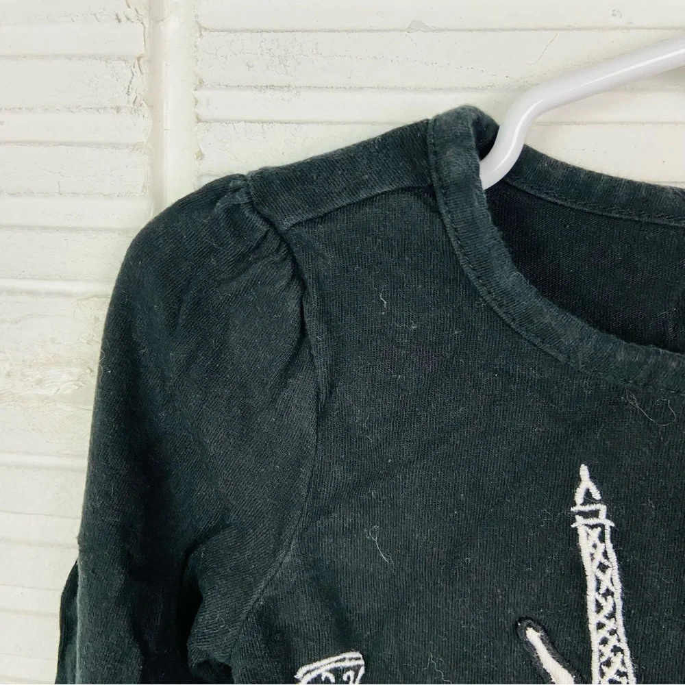 Olivia for Gymboree Black Long Sleeve cotton Tee with Cityscape Design SZ 2T